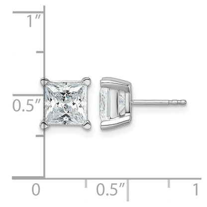 14K White Gold 5 Ctw Certified Lab Grown Diamond Vs+ F+ Princess 4 Prong Heavy Wt. Stud Earrings