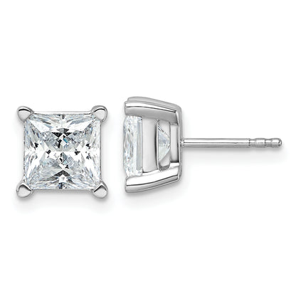 14k White Gold 5 ctw Certified Lab Grown Diamond VS/SI+ G+ Princess 4 Prong Heavy Wt. Stud Earrings