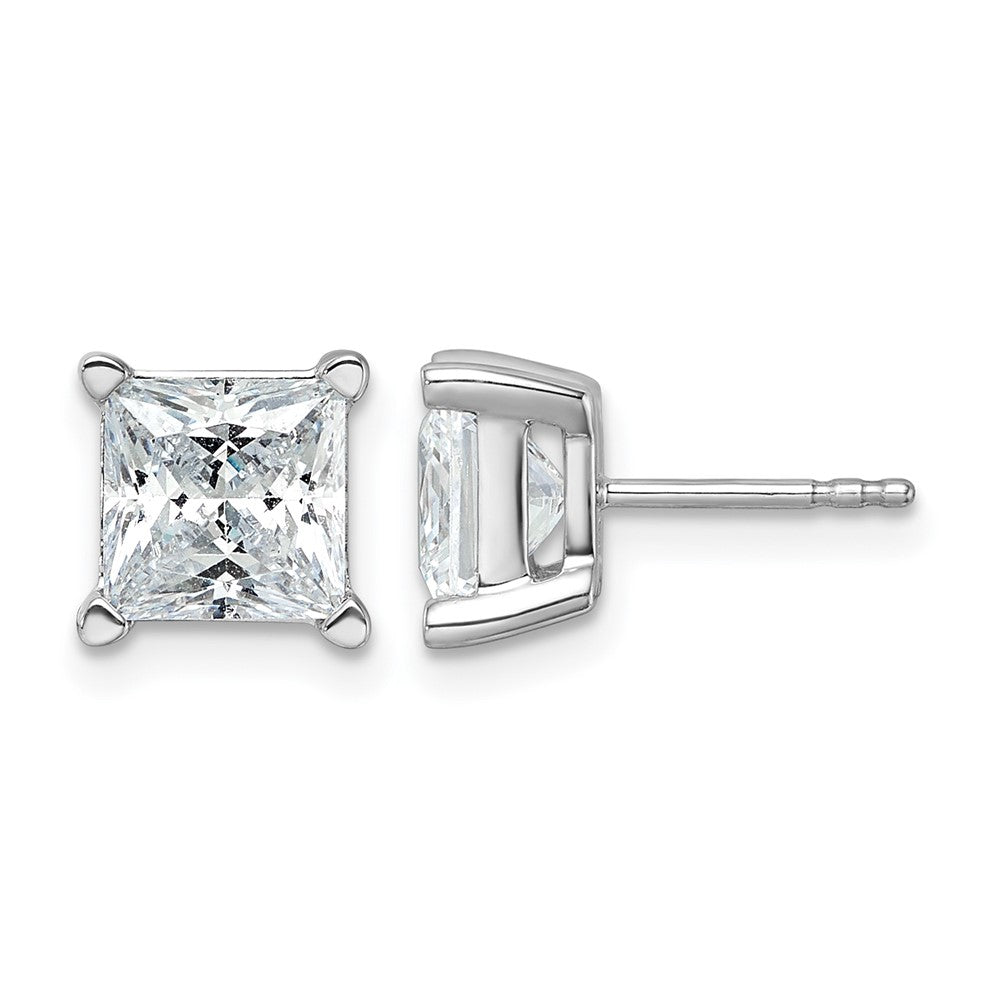 14K White Gold 5 Ctw Certified Lab Grown Diamond Vs+ F+ Princess 4 Prong Heavy Wt. Stud Earrings
