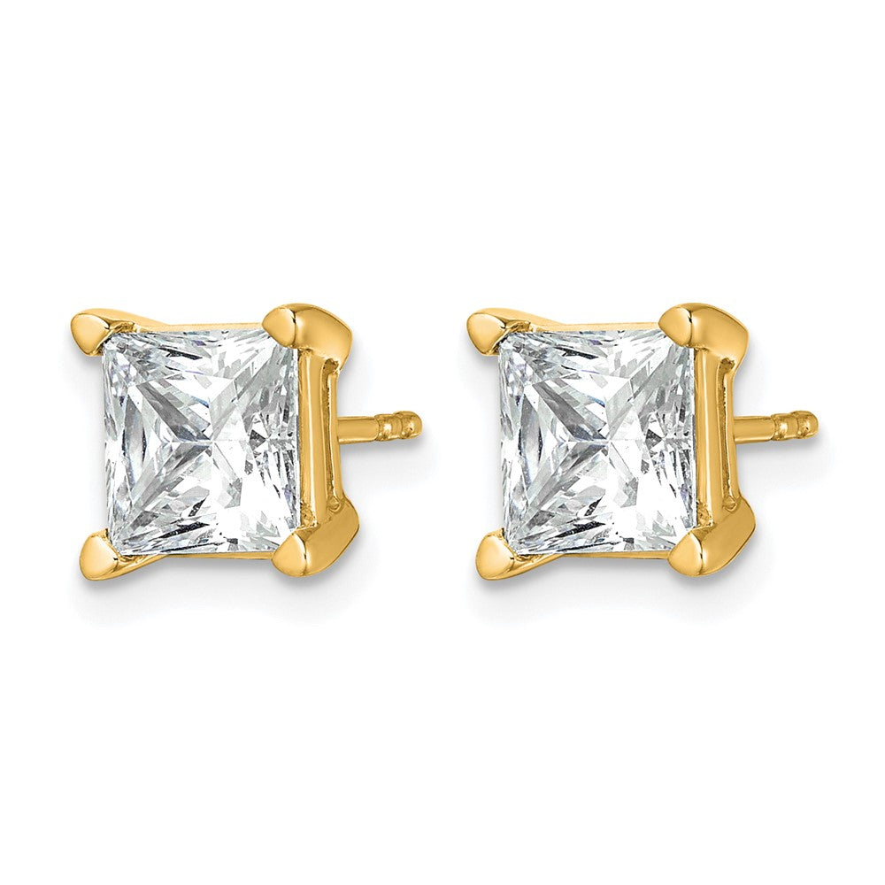 14K Yellow Gold 5 Ctw Lab Grown Diamond Vs+ F+ Princess 4 Prong Heavy Wt. Stud Earrings