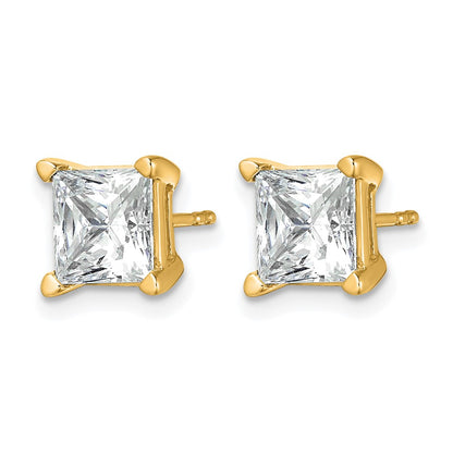 14k Yellow Gold 5 ctw Certified Lab Grown Diamond VS/SI+ G+ Princess 4 Prong Heavy Wt. Stud Earrings