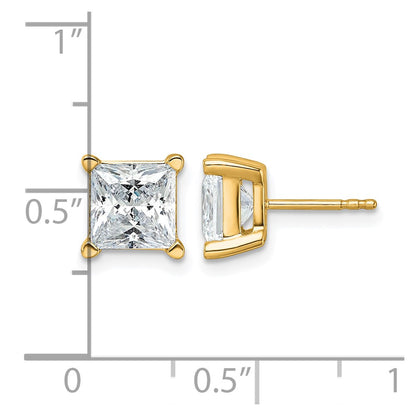 14K Yellow Gold 5 Ctw Certified Lab Grown Diamond Vs+ F+ Princess 4 Prong Heavy Wt. Stud Earrings