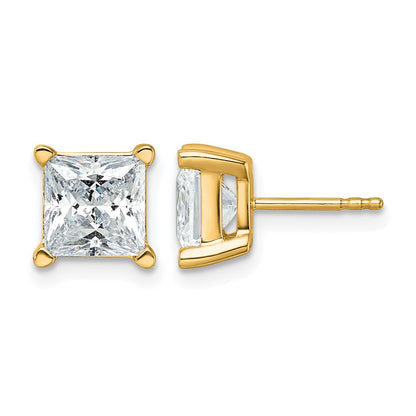 14k Yellow Gold 5 Ct. total weight Princess VS/SI GH Lab Grown Diamond 4 Prong Stud Post Earrings