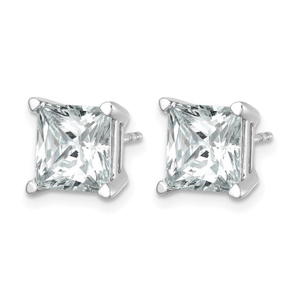 14k White Gold 6 ctw Lab Grown Diamond VS/SI+ G+ Princess 4 Prong Heavy Wt. Stud Earrings