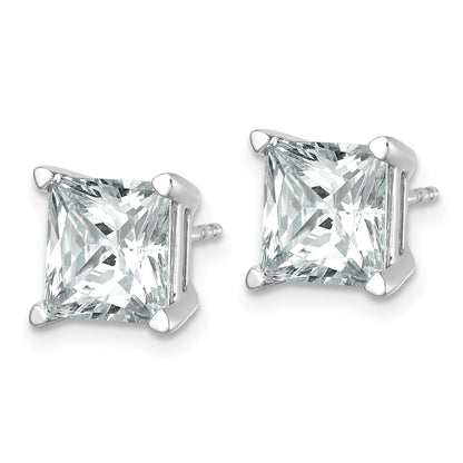 14K White Gold 6 Ctw Certified Lab Grown Diamond Vs+ F+ Princess 4 Prong Heavy Wt. Stud Earrings