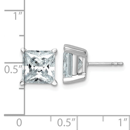 14K White Gold 6 Ctw Certified Lab Grown Diamond Vs+ F+ Princess 4 Prong Heavy Wt. Stud Earrings