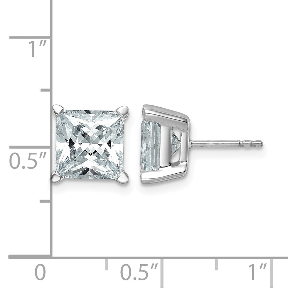 14K White Gold 6 Ctw Certified Lab Grown Diamond Vs+ F+ Princess 4 Prong Heavy Wt. Stud Earrings