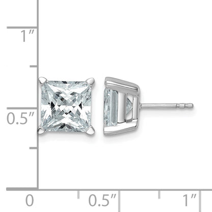 14K White Gold 6 Ctw Certified Lab Grown Diamond Vs+ F+ Princess 4 Prong Heavy Wt. Stud Earrings