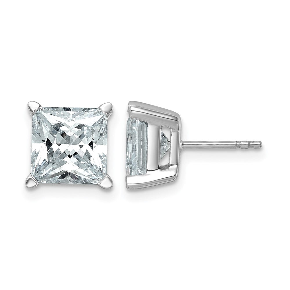 14K White Gold 6 Ctw Certified Lab Grown Diamond Vs+ F+ Princess 4 Prong Heavy Wt. Stud Earrings