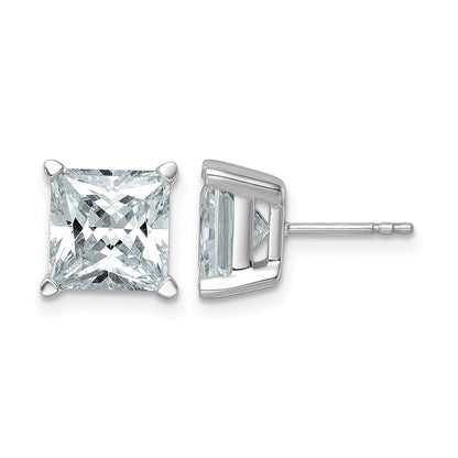 14K White Gold 6 Ctw Certified Lab Grown Diamond Vs+ F+ Princess 4 Prong Heavy Wt. Stud Earrings