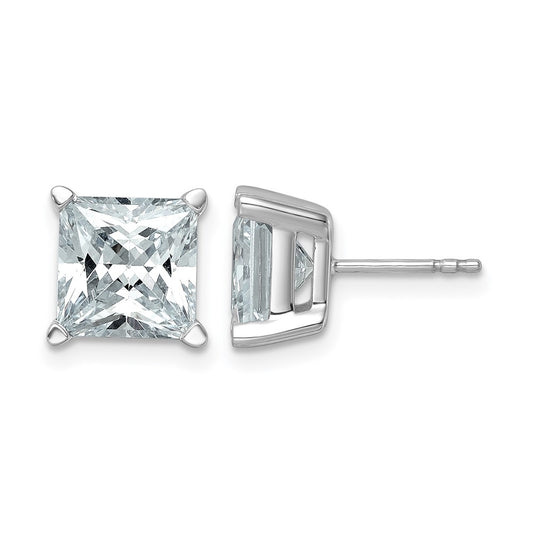 14K White Gold 6 Ctw Certified Lab Grown Diamond Vs+ F+ Princess 4 Prong Heavy Wt. Stud Earrings