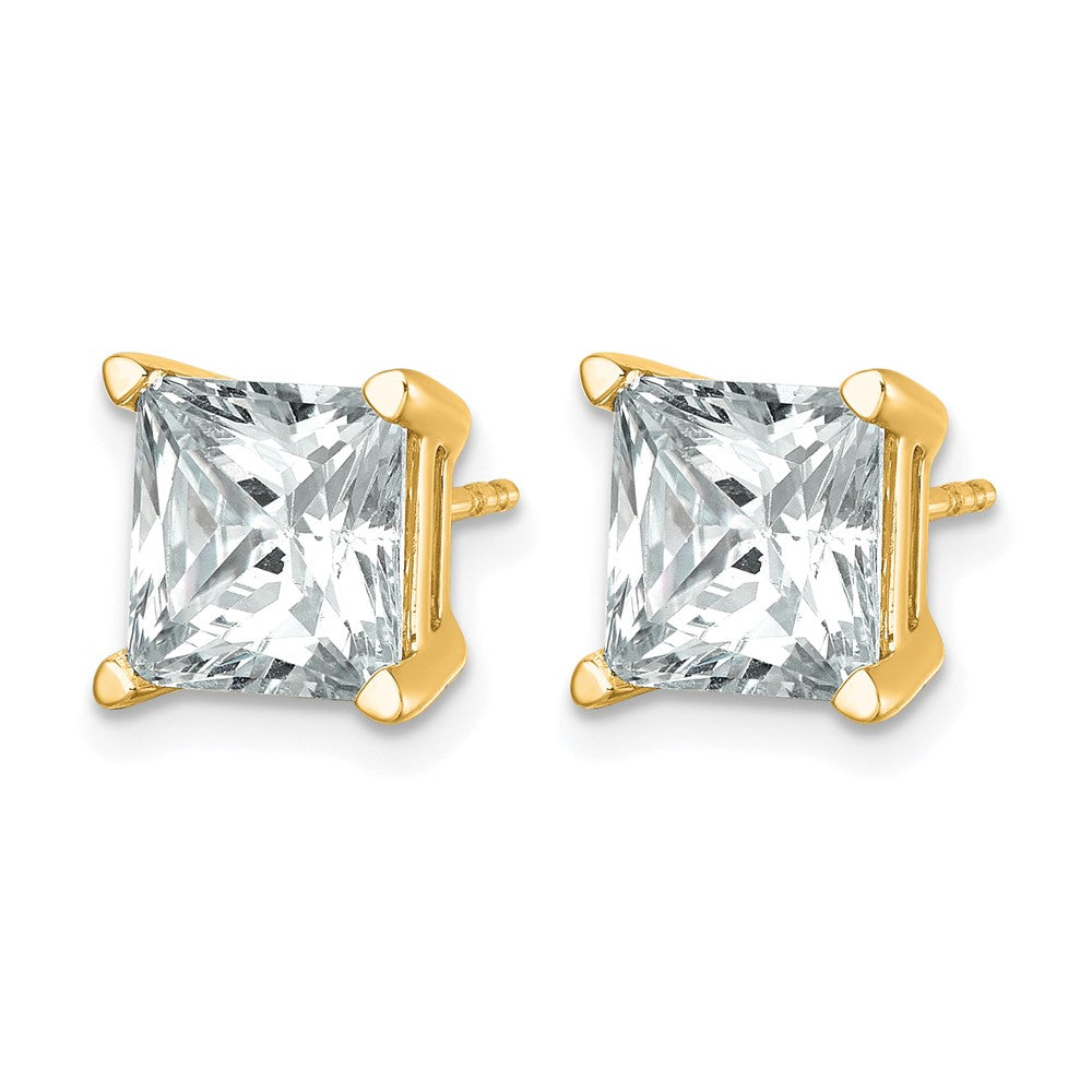 14K Yellow Gold 6 Ctw Certified Lab Grown Diamond Vs+ F+ Princess 4 Prong Heavy Wt. Stud Earrings