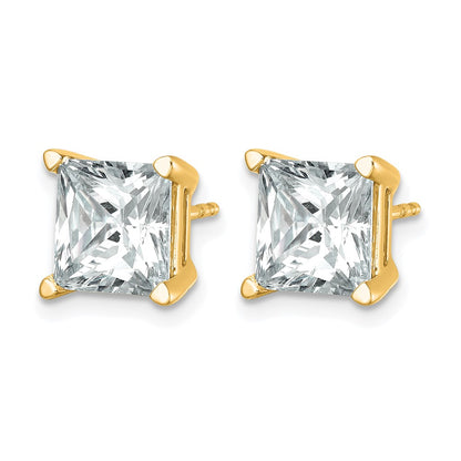 14k Yellow Gold 6 ctw Certified Lab Grown Diamond VS/SI+ G+ Princess 4 Prong Heavy Wt. Stud Earrings