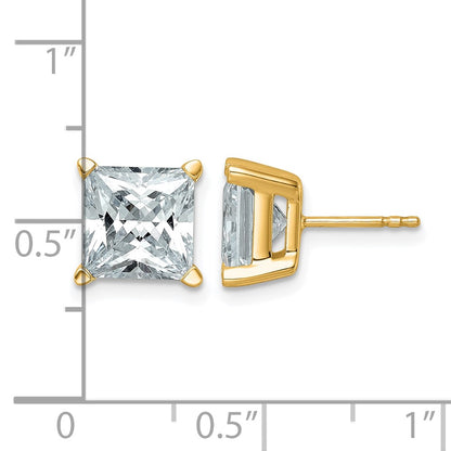 14k Yellow Gold 6 ctw Certified Lab Grown Diamond VS/SI+ G+ Princess 4 Prong Heavy Wt. Stud Earrings