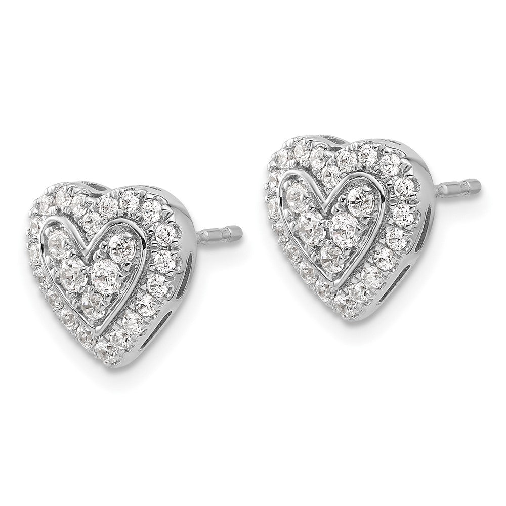 14k White Gold 3/4 Ct. Lab Grown Diamond VS/SI+ G+ Halo Heart Post Earrings