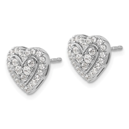 14k White Gold 3/4 Ct. Lab Grown Diamond VS/SI+ G+ Halo Heart Post Earrings