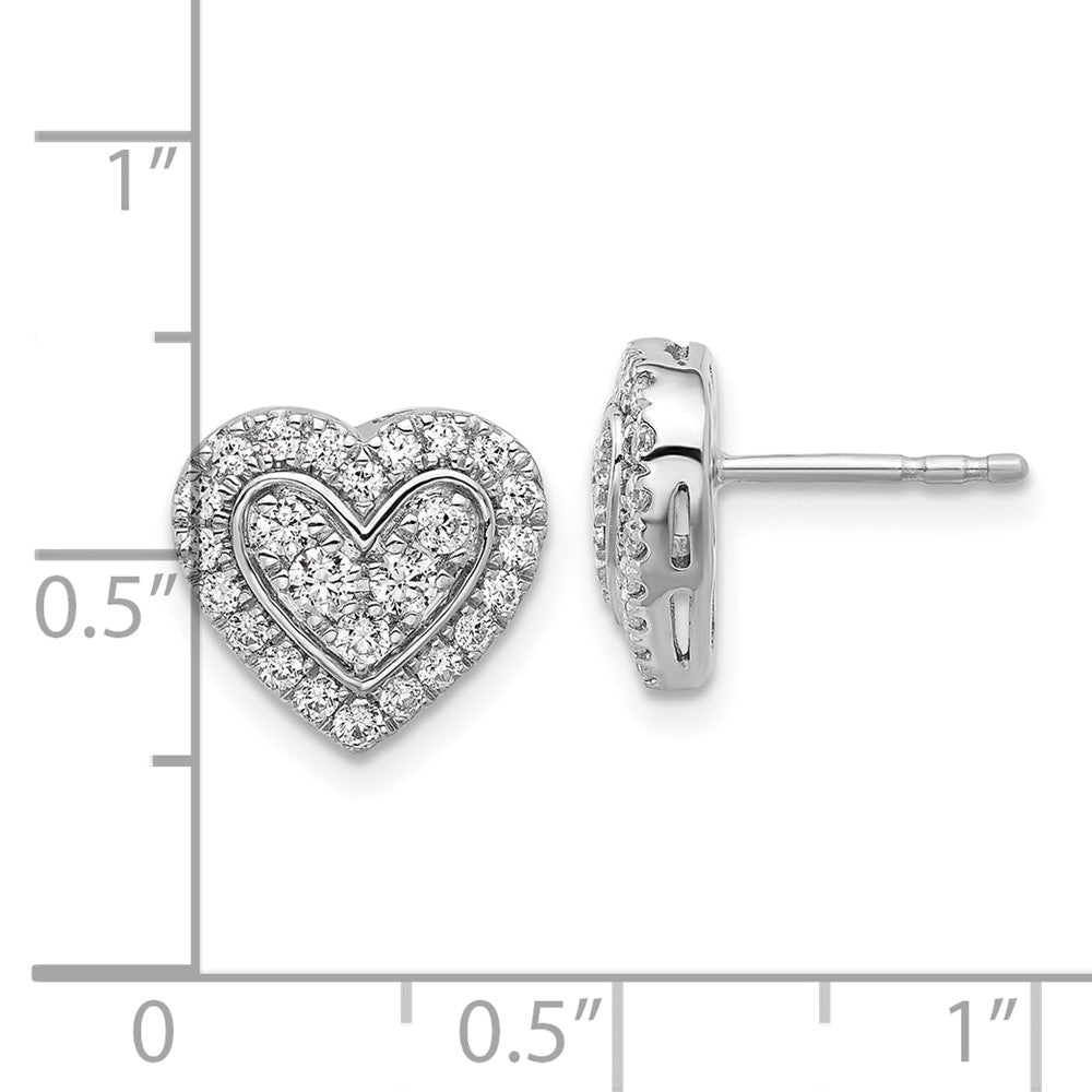 14k White Gold 3/4 Ct. Lab Grown Diamond VS/SI+ G+ Halo Heart Post Earrings