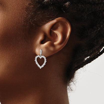 14k White Gold 1 Ct. Lab Grown Diamond VS/SI+ G+ Dangle Heart Post Earrings
