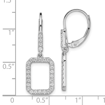 14K White Gold Lab Grown Diamond VS/SI+ G+ Rectangle Leverback Earrings