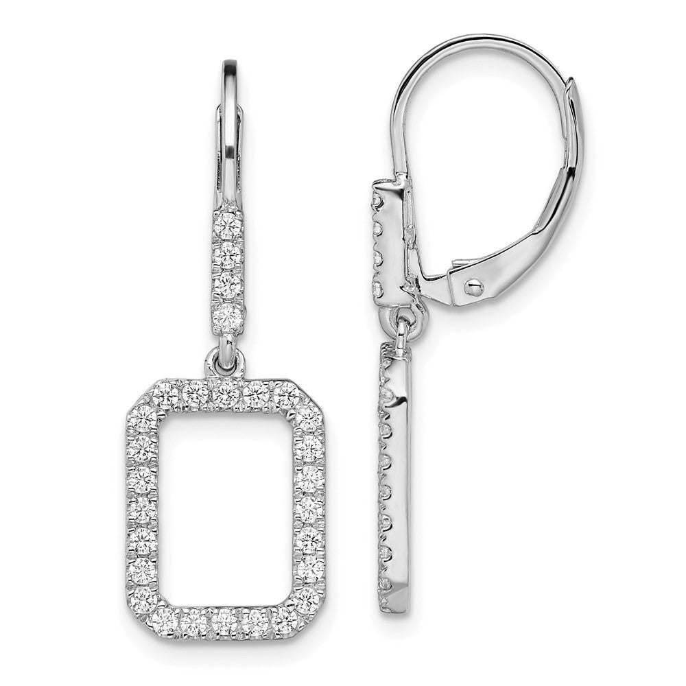 14K White Gold Lab Grown Diamond VS/SI+ G+ Rectangle Leverback Earrings