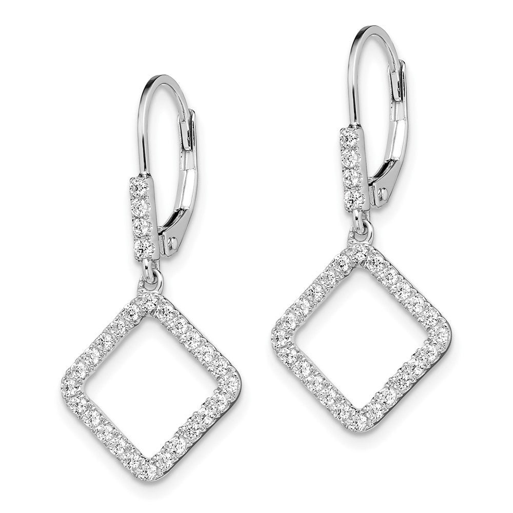 14k White Gold 1/2 Ct. Lab Grown Diamond VS/SI+ G+ Complete Dangle Square Leverback Earrings