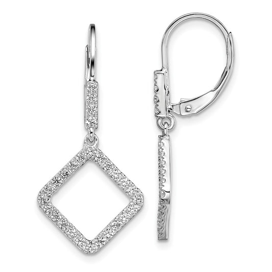 14k White Gold 1/2 Ct. Lab Grown Diamond VS/SI+ G+ Complete Dangle Square Leverback Earrings