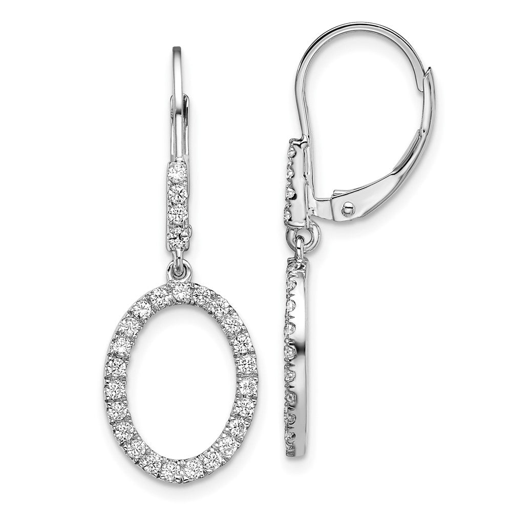 14k White Gold 1/2 Ct. Lab Grown Diamond VS/SI+ G+ Dangle Oval Leverback Earrings