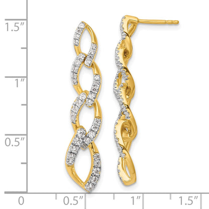 14k Yellow Gold Lab Grown Diamond VS/SI+ G+ Twisted Link Post Dangle Earrings