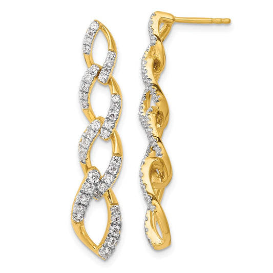 14k Yellow Gold Lab Grown Diamond VS/SI+ G+ Twisted Link Post Dangle Earrings