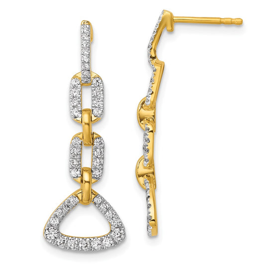 14k Yellow Gold Lab Grown Diamond VS/SI+ G+ Fancy Post Dangle Earrings