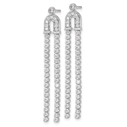 14k White Gold 2 Ct. Lab Grown Diamond VS/SI+ G+ Complete Dangle Post Earrings