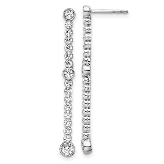 14K White Gold 1 Carat Lab Grown Diamond Vs/Si+ G+ Complete Dangle Post Earrings