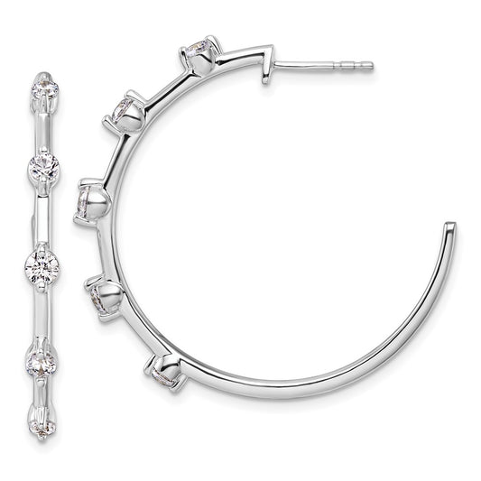 14k White Gold 3/4 Ct. Lab Grown Diamond VS/SI+ G+ C-Hoop Post Earrings