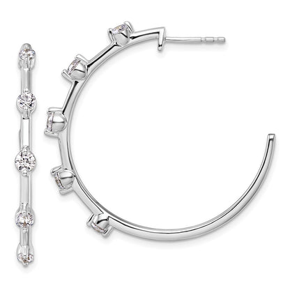14k White Gold 3/4 Ct. Lab Grown Diamond VS/SI+ G+ Complete C-Hoop Post Earrings