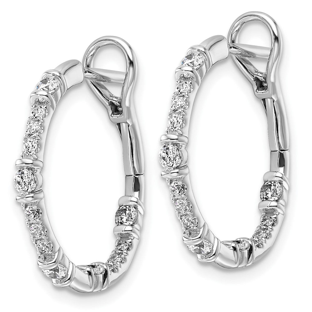 14k White Gold 3/4 Ct. Lab Grown Diamond VS/SI+ G+ In and Out Hoop Earrings