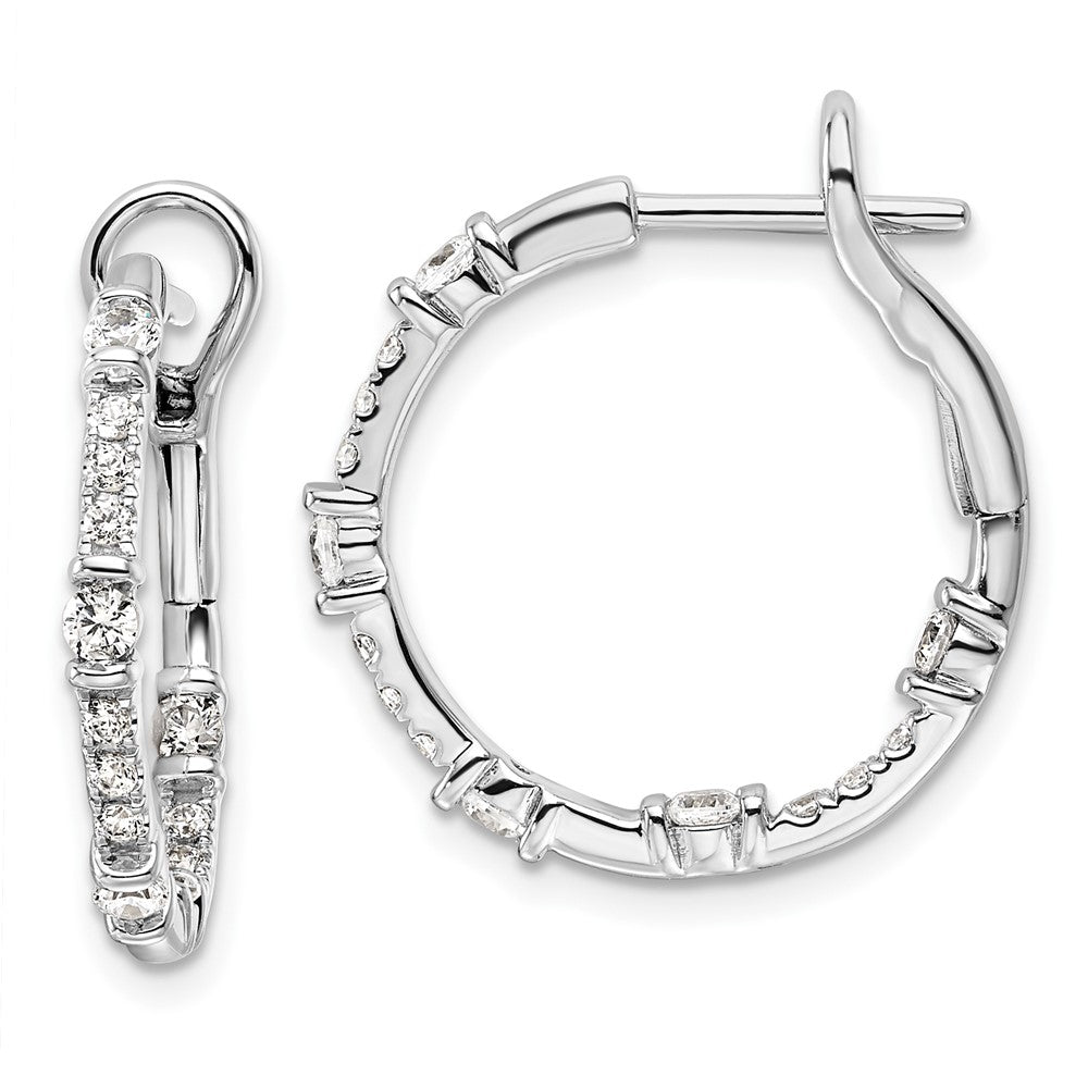 14k White Gold 3/4 Ct. Lab Grown Diamond VS/SI+ G+ In and Out Hoop Earrings