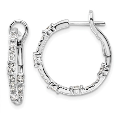 14k White Gold 3/4 Ct. Lab Grown Diamond VS/SI+ G+ In and Out Hoop Earrings