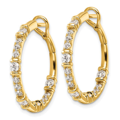 14k Yellow Gold 1 1/2 Ct. Lab Grown Diamond VS/SI+ G+ In and Out Hoop Earrings