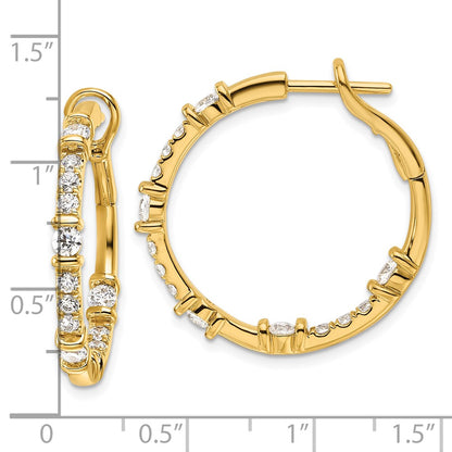 14k Yellow Gold 1 1/2 Ct. Lab Grown Diamond VS/SI+ G+ In and Out Hoop Earrings