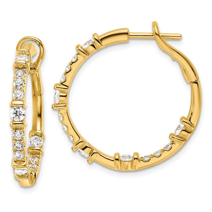 14k Yellow Gold 1 1/2 Ct. Lab Grown Diamond VS/SI+ G+ In and Out Hoop Earrings