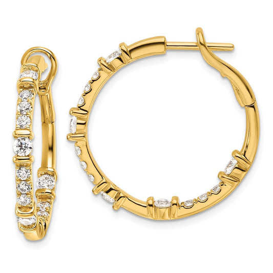 14k Yellow Gold 1 1/2 Ct. Lab Grown Diamond VS/SI+ G+ In and Out Hoop Earrings