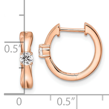 14k Rose Gold 1/5 Ct. Lab Grown Diamond VS/SI+ G+ Fashion Hinged Hoop Earrings