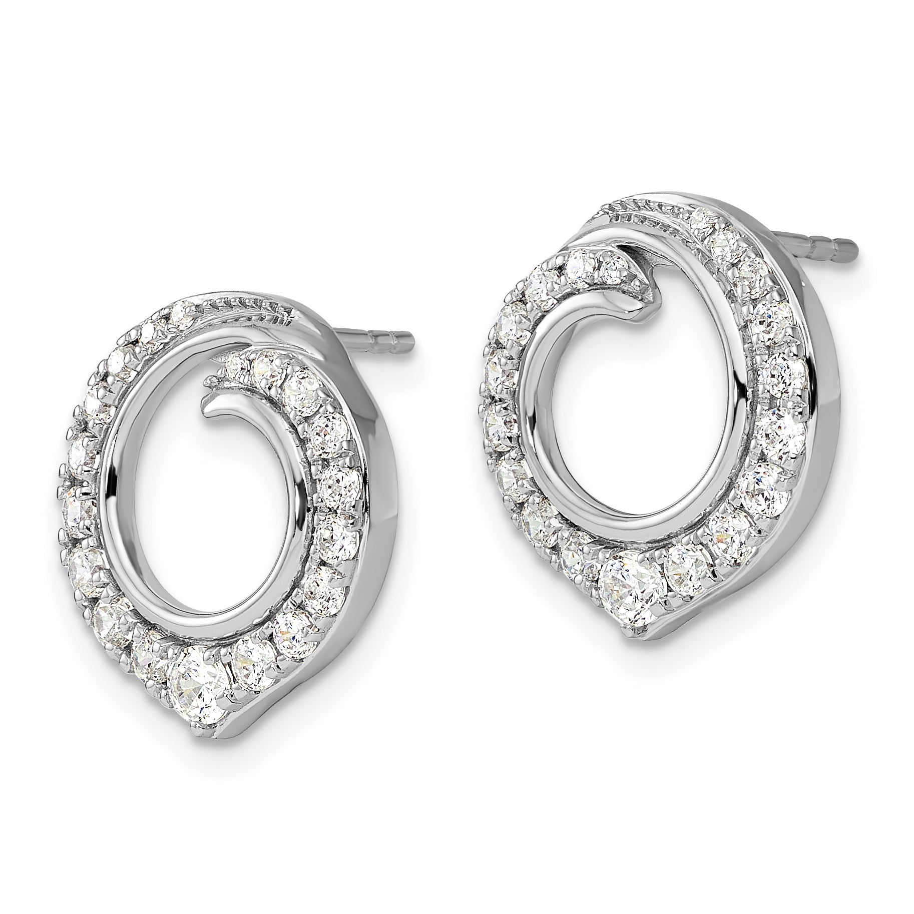 14k White Gold 1 Ct. Lab Grown Diamond VS/SI+ G+ Circle Post Earrings