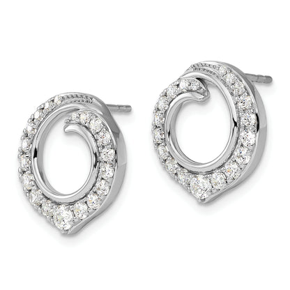 14k White Gold 1 Ct. Lab Grown Diamond VS/SI+ G+ Circle Post Earrings