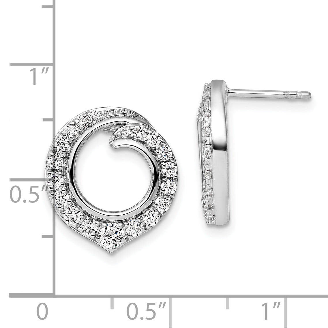 14k White Gold 1 Ct. Lab Grown Diamond VS/SI+ G+ Circle Post Earrings