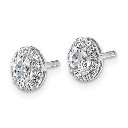 14K White Gold Lab Grown Diamond VS/SI FGH Oval Halo Earrings Semi-Mount