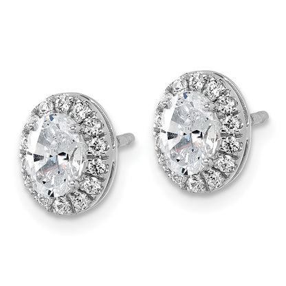 14k White Gold 1 Ct. Lab Grown Diamond VS/SI+ G+ Oval Halo Earrings
