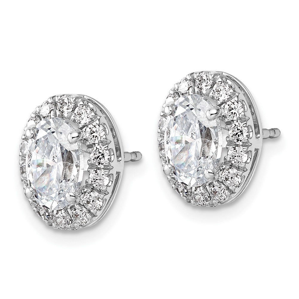 14k White Gold 2 1/5 Ct. Lab Grown Diamond VS/SI+ G+ Semi-Mount Oval Halo Earrings