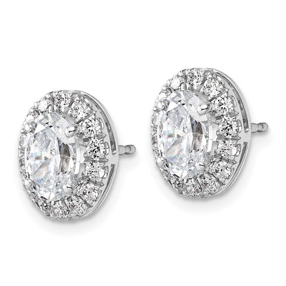14k White Gold 2 1/5 Ct. Lab Grown Diamond VS/SI+ G+ Semi-Mount Oval Halo Earrings