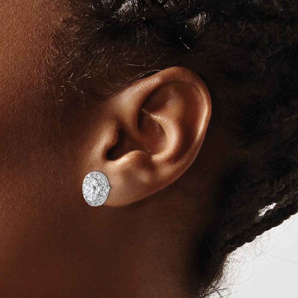 14k White Gold 4 1/5 Ct. Lab Grown Diamond VS/SI+ G+ Oval Halo Earrings